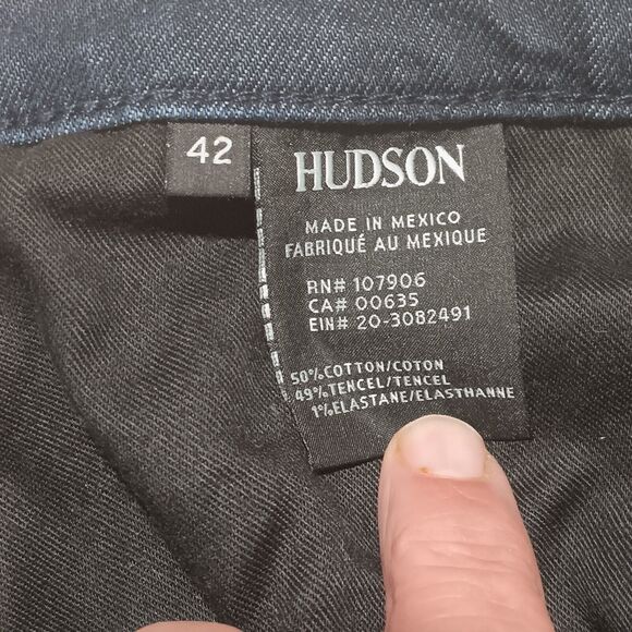 Hudson Men's 42x30 Blake Slim Straight Zip Fly Whiskering Denim Blue Jeans - Picture 7 of 7